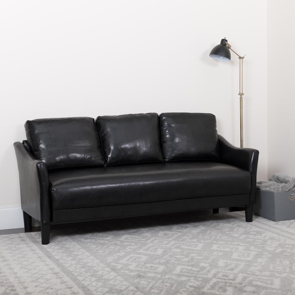 Asti Upholstered Sofa in Black LeatherSoft. Picture 5