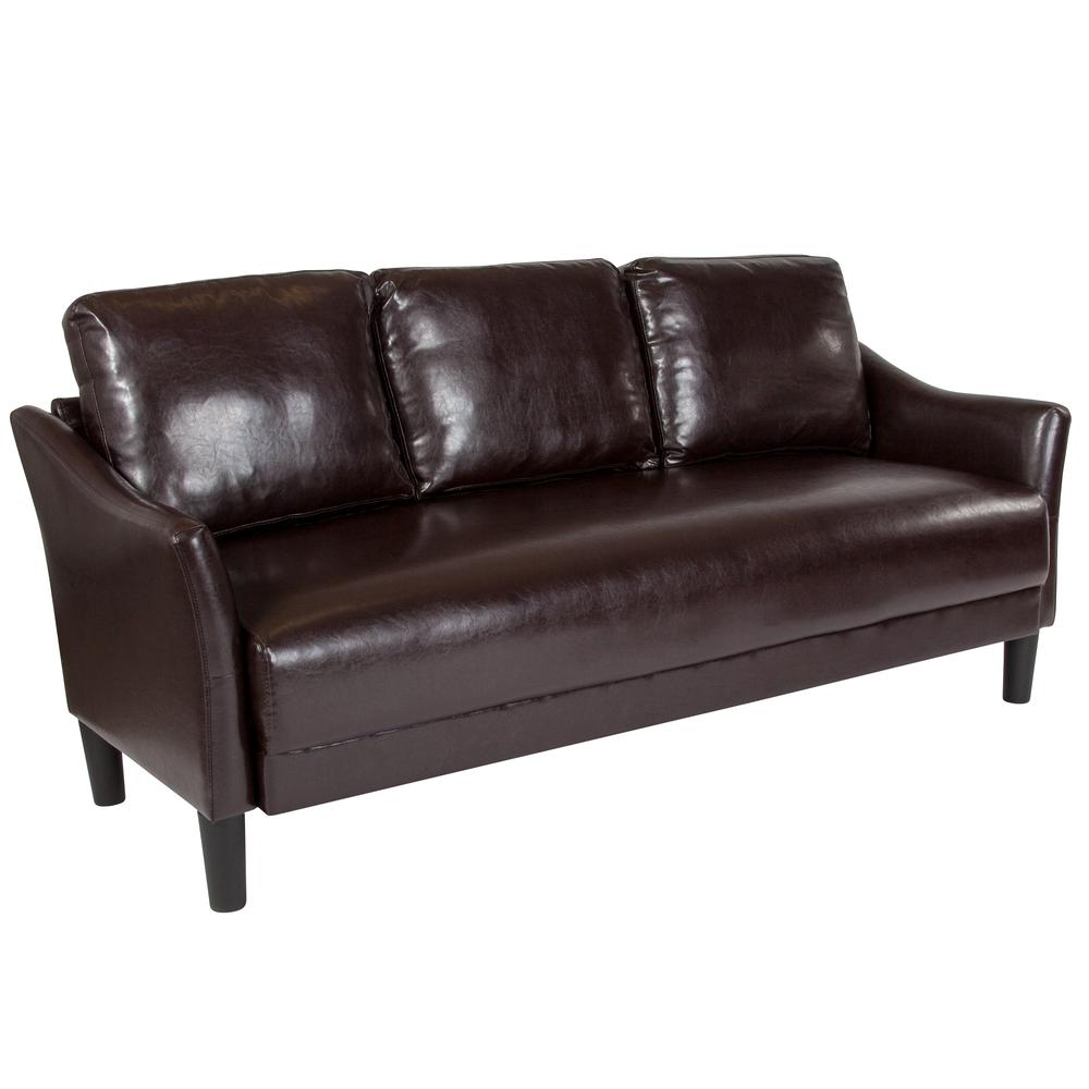 Asti Upholstered Sofa in Brown LeatherSoft. Picture 1
