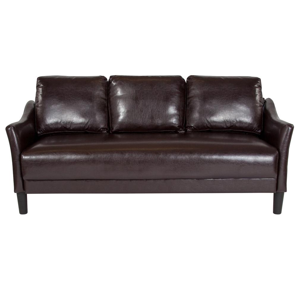Asti Upholstered Sofa in Brown LeatherSoft. Picture 4