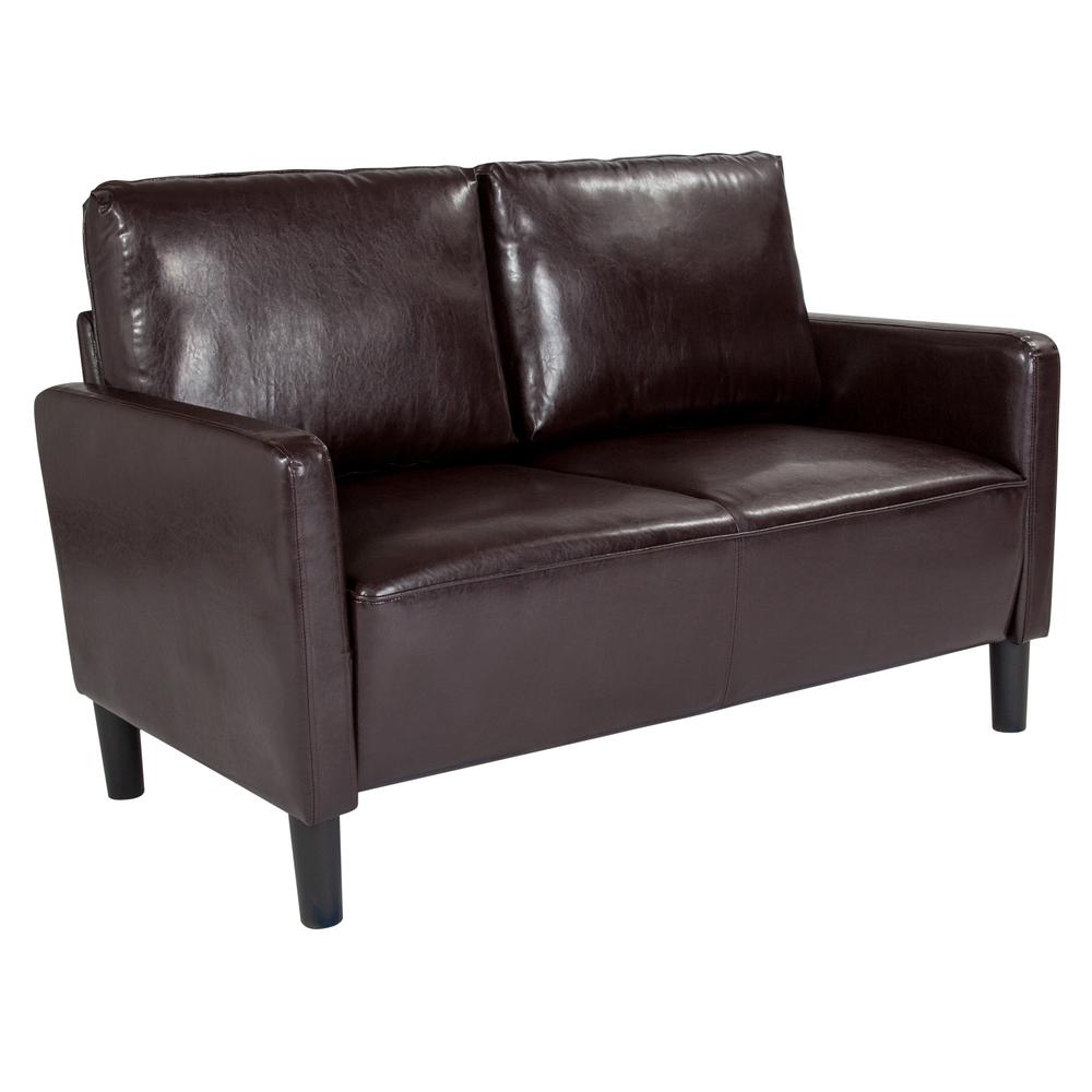 Washington Park Upholstered Loveseat in Brown LeatherSoft. Picture 1