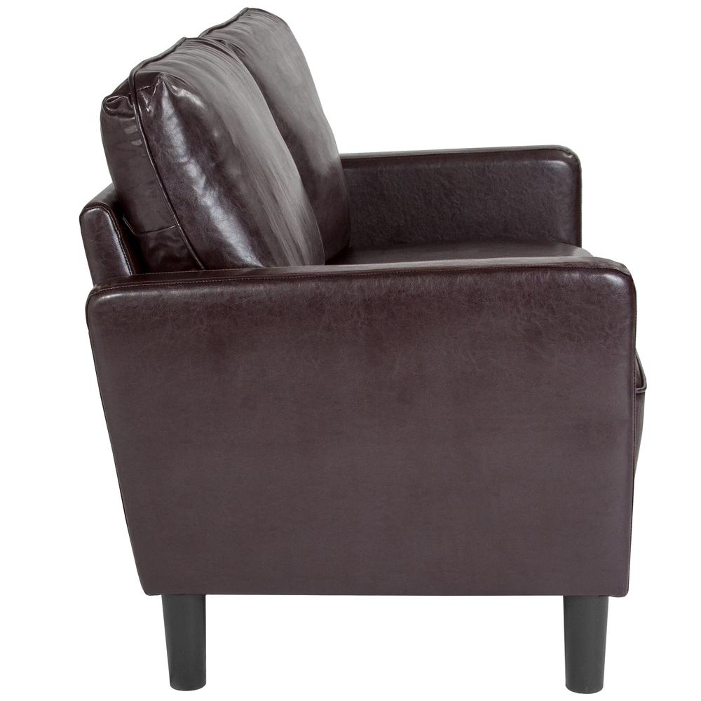 Washington Park Upholstered Loveseat in Brown LeatherSoft. Picture 2