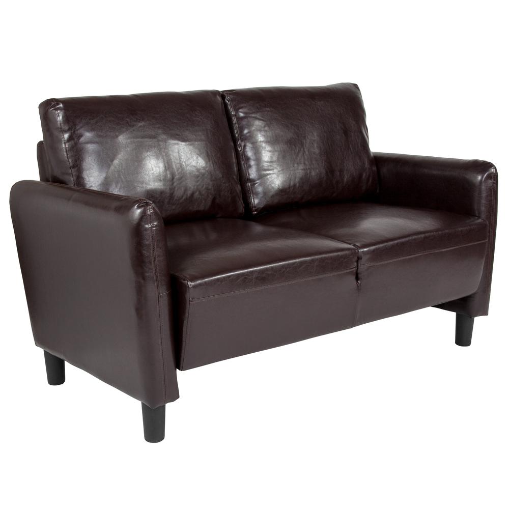 Candler Park Upholstered Loveseat in Brown LeatherSoft. Picture 1