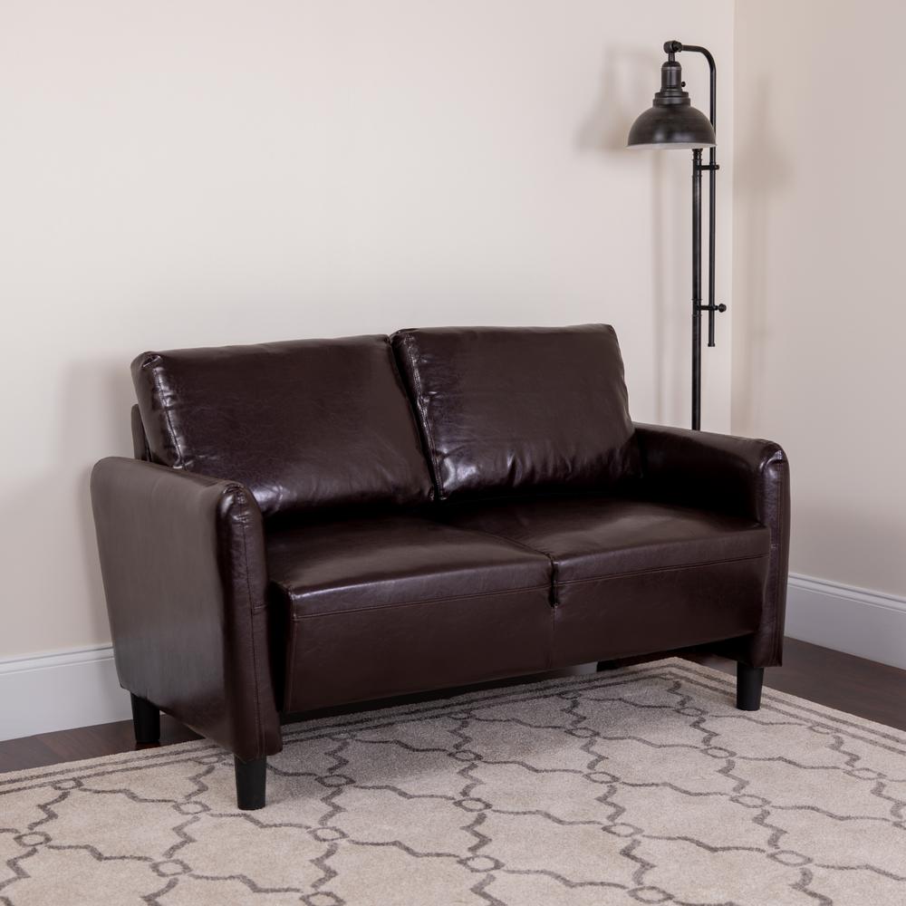 Candler Park Upholstered Loveseat in Brown LeatherSoft. Picture 5