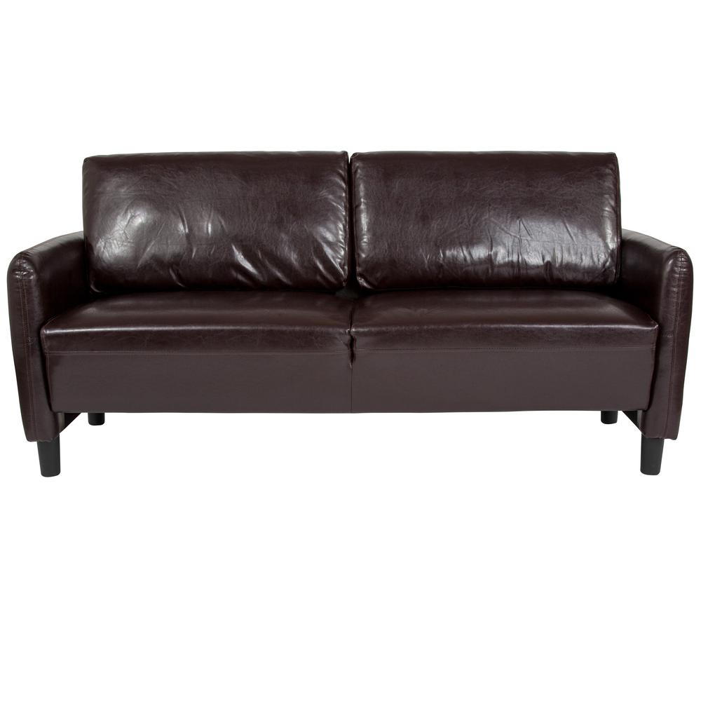 Candler Park Upholstered Sofa in Brown LeatherSoft. Picture 4
