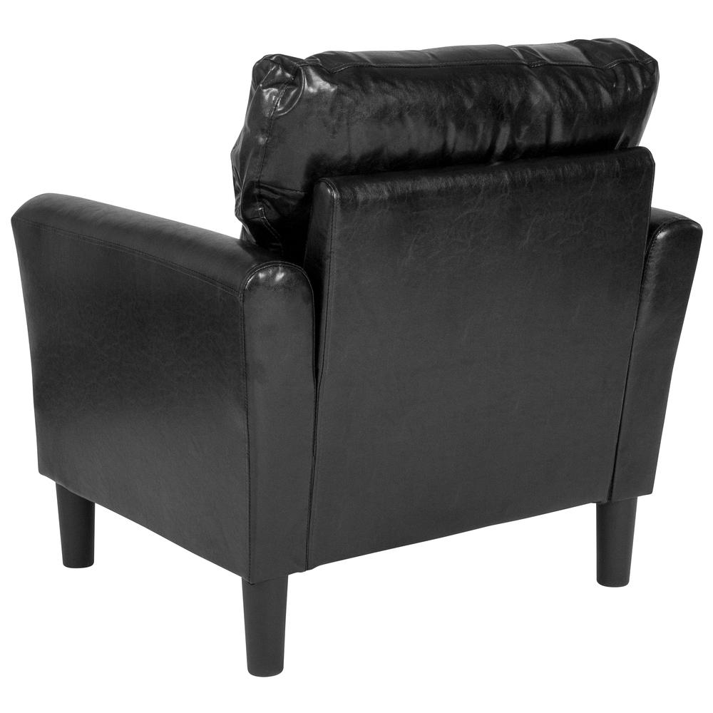 Upholstered Living Room Chair with Tailored Arms in Black LeatherSoft. Picture 3
