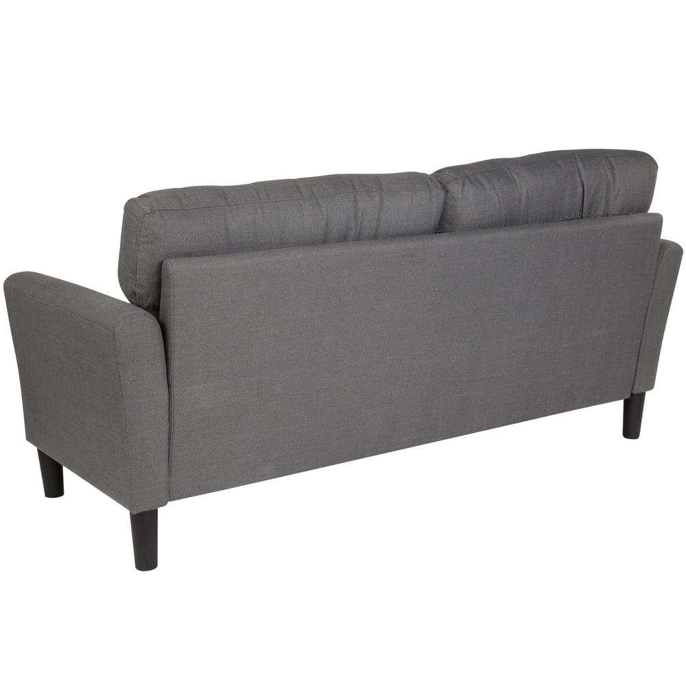 Upholstered Living Room Sofa with Tailored Arms in Dark Gray Fabric. Picture 3