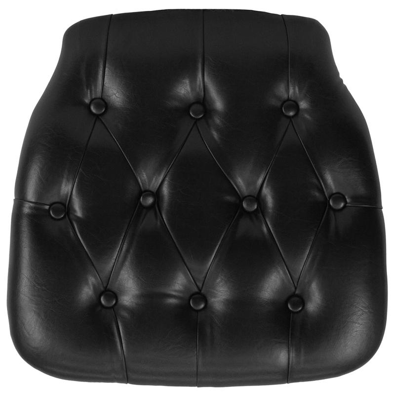 Hard Black Tufted Vinyl Chiavari Chair Cushion. The main picture.