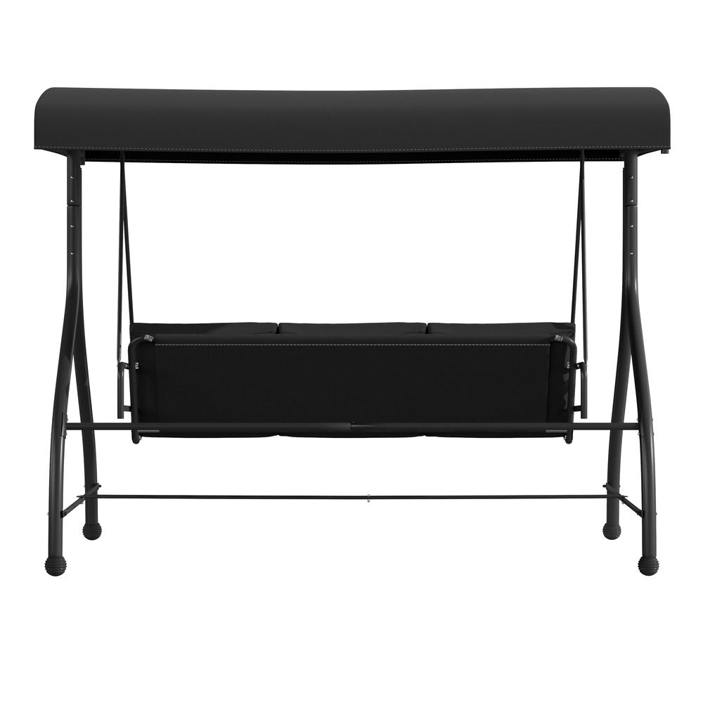 3-Seat Steel Converting Patio Swing Canopy Hammock with Cushions (Black). Picture 8