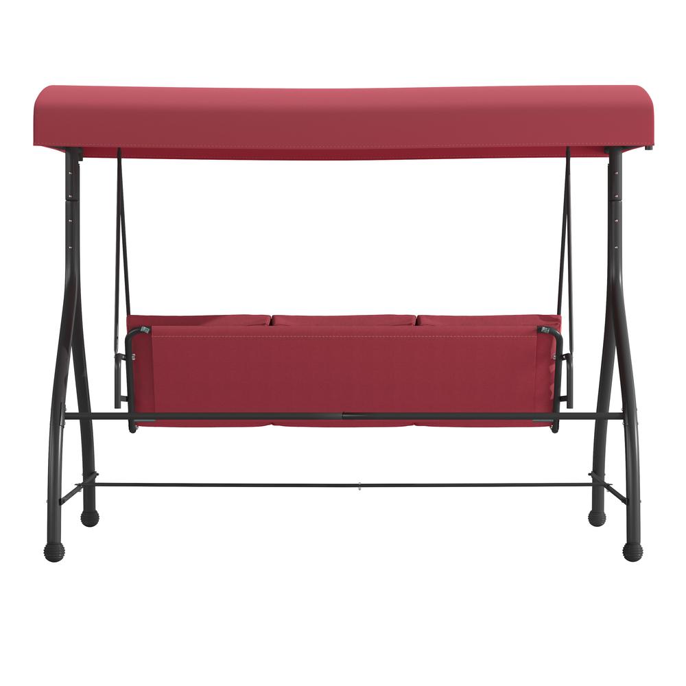 3-Seat Steel Converting Patio Swing Canopy Hammock with Cushions (Maroon). Picture 8