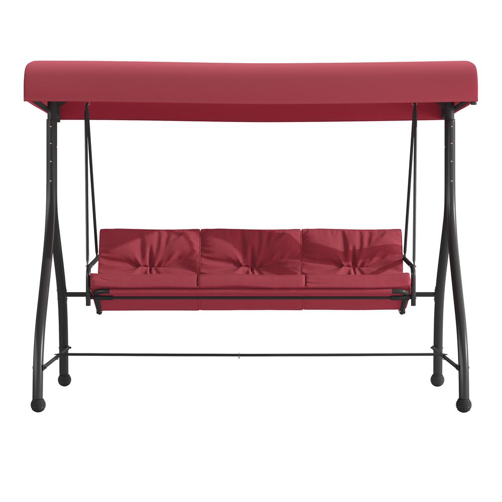 3-Seat Steel Converting Patio Swing Canopy Hammock with Cushions (Maroon). Picture 11