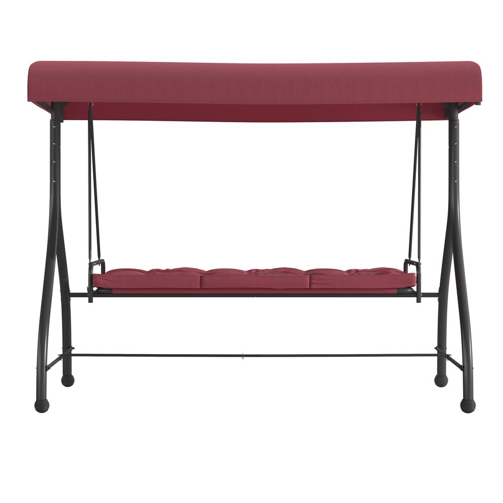 3-Seat Steel Converting Patio Swing Canopy Hammock with Cushions (Maroon). Picture 9