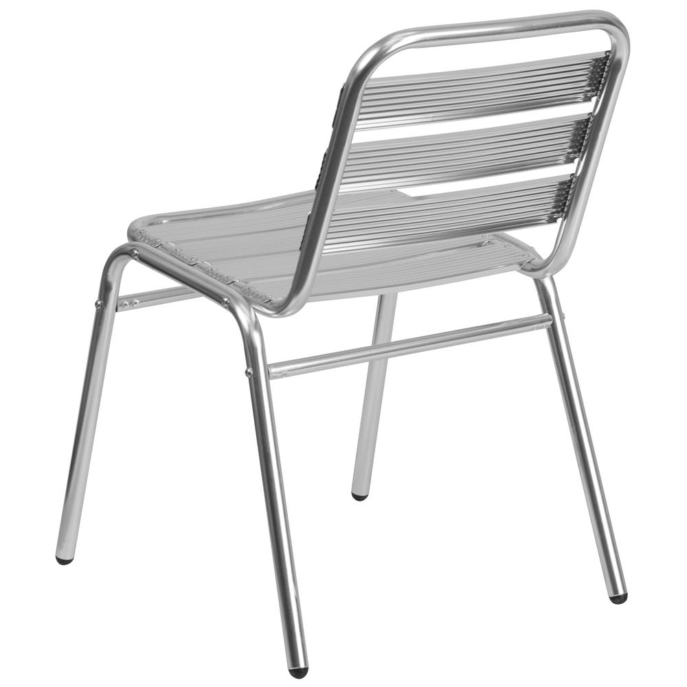 Commercial Aluminum Indoor-Outdoor Restaurant Stack Chair with Triple Slat Back. Picture 3