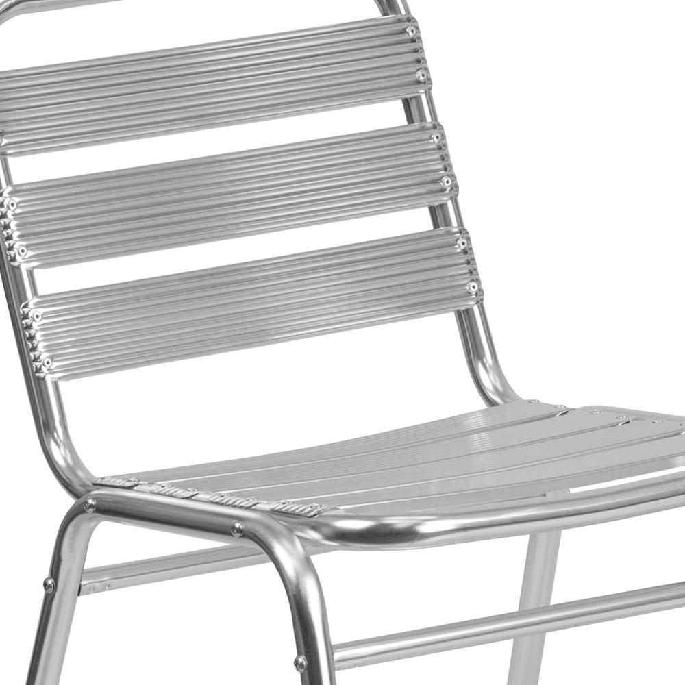 Commercial Aluminum Indoor-Outdoor Restaurant Stack Chair with Triple Slat Back. Picture 6