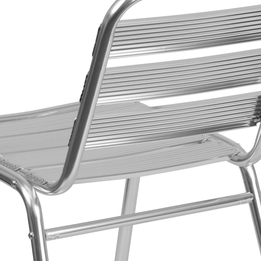 Commercial Aluminum Indoor-Outdoor Restaurant Stack Chair with Triple Slat Back. Picture 7