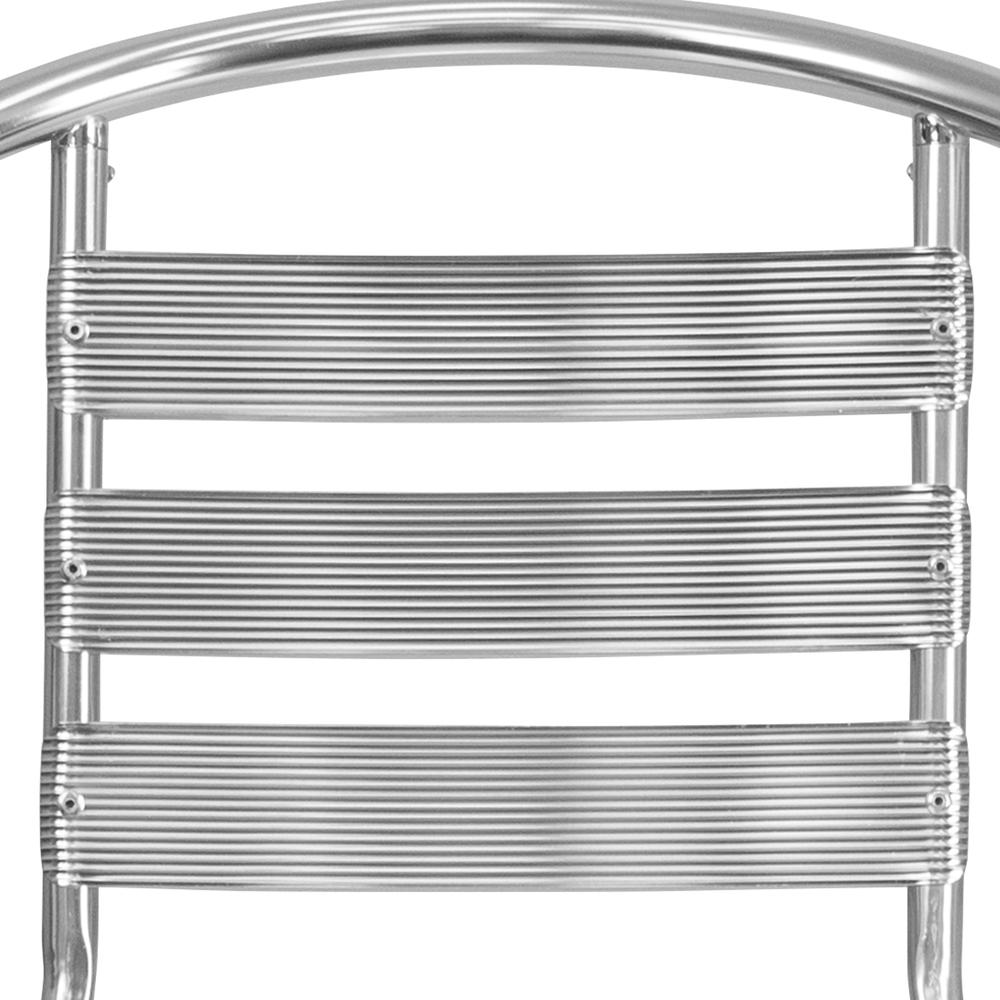 Commercial Aluminum Indoor-Outdoor Restaurant Stack Chair with Triple Slat Back and Arms. Picture 10