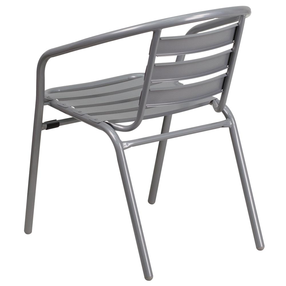 Silver Metal Restaurant Stack Chair with Aluminum Slats. Picture 3