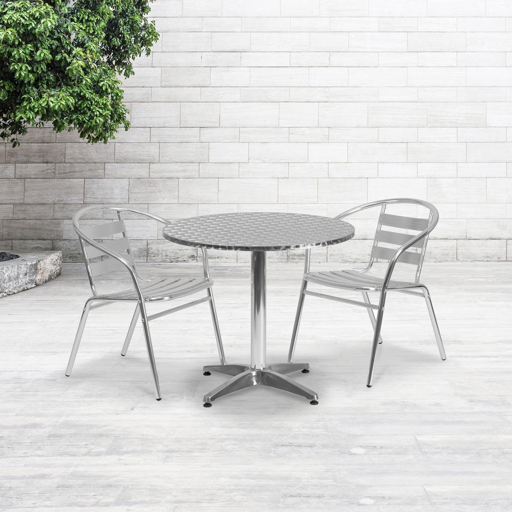 31.5'' Round Aluminum Indoor-Outdoor Table with Base. Picture 1