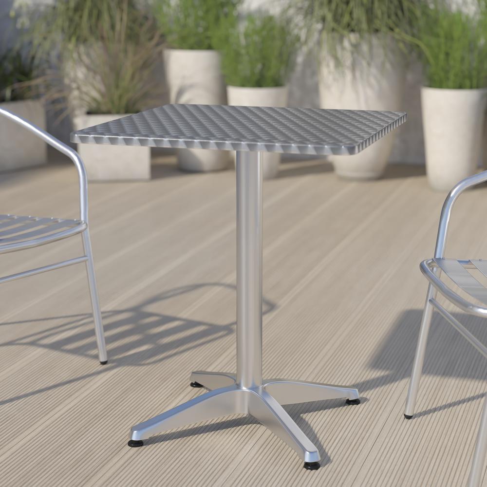 23.5'' Square Aluminum Indoor-Outdoor Table with Base. Picture 1