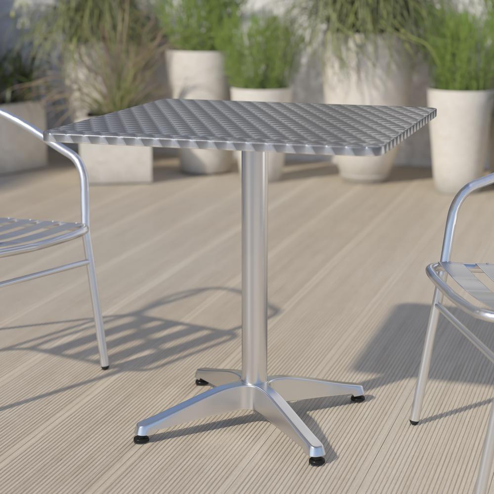 27.5'' Square Aluminum Indoor-Outdoor Table with Base. Picture 3