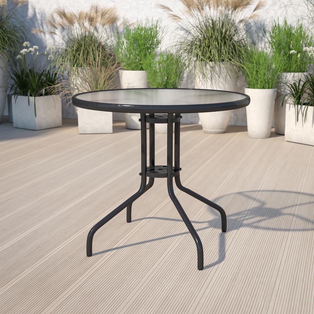 31.5'' Round Tempered Glass Metal Table. Picture 4