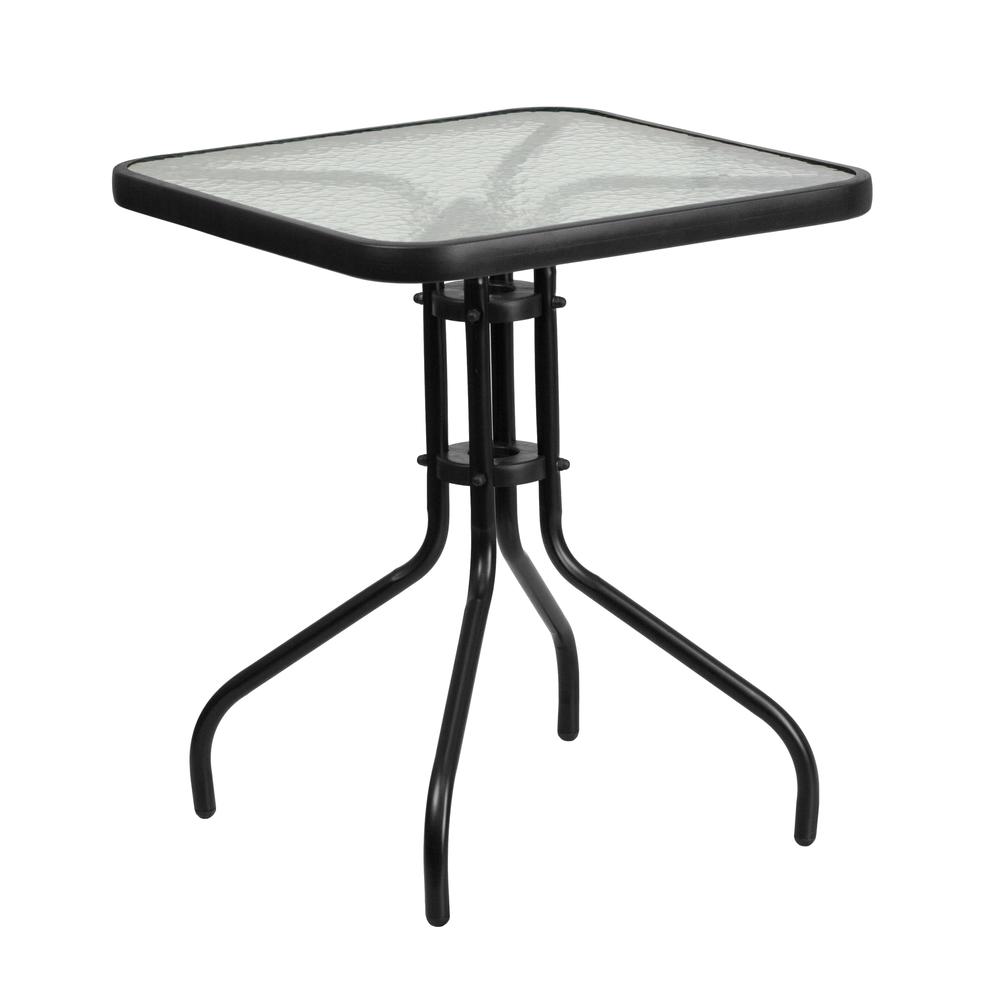 23.5'' Square Tempered Glass Metal Table. Picture 1