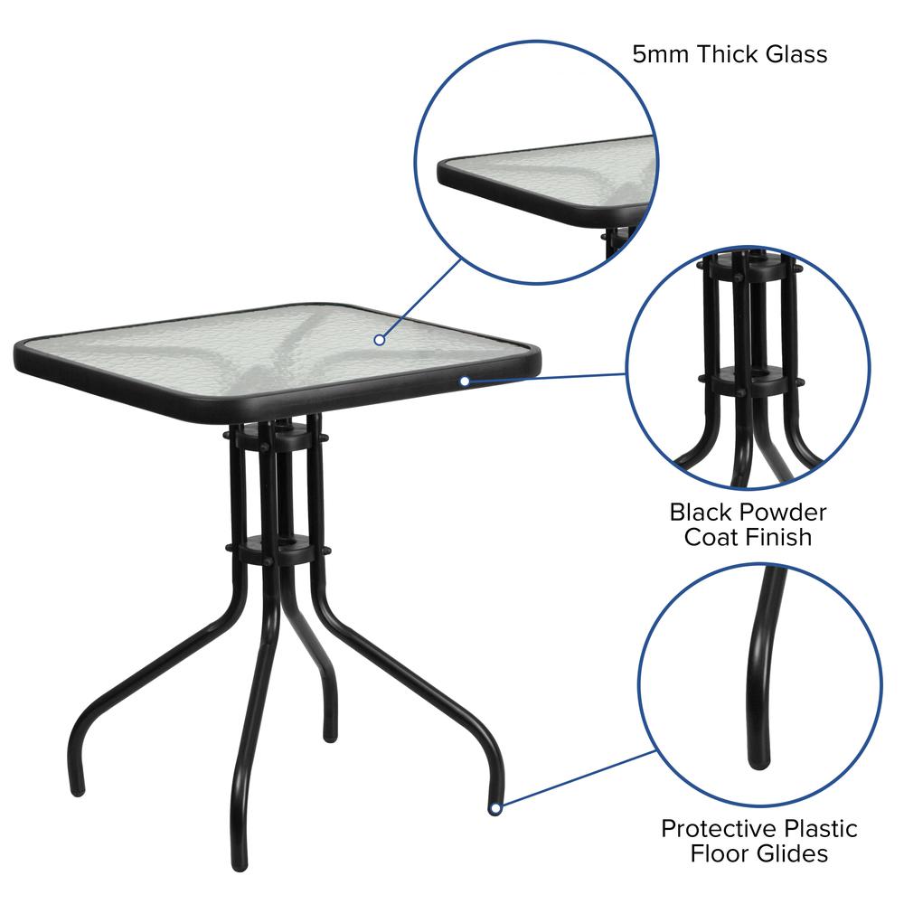 23.5'' Square Tempered Glass Metal Table. Picture 2