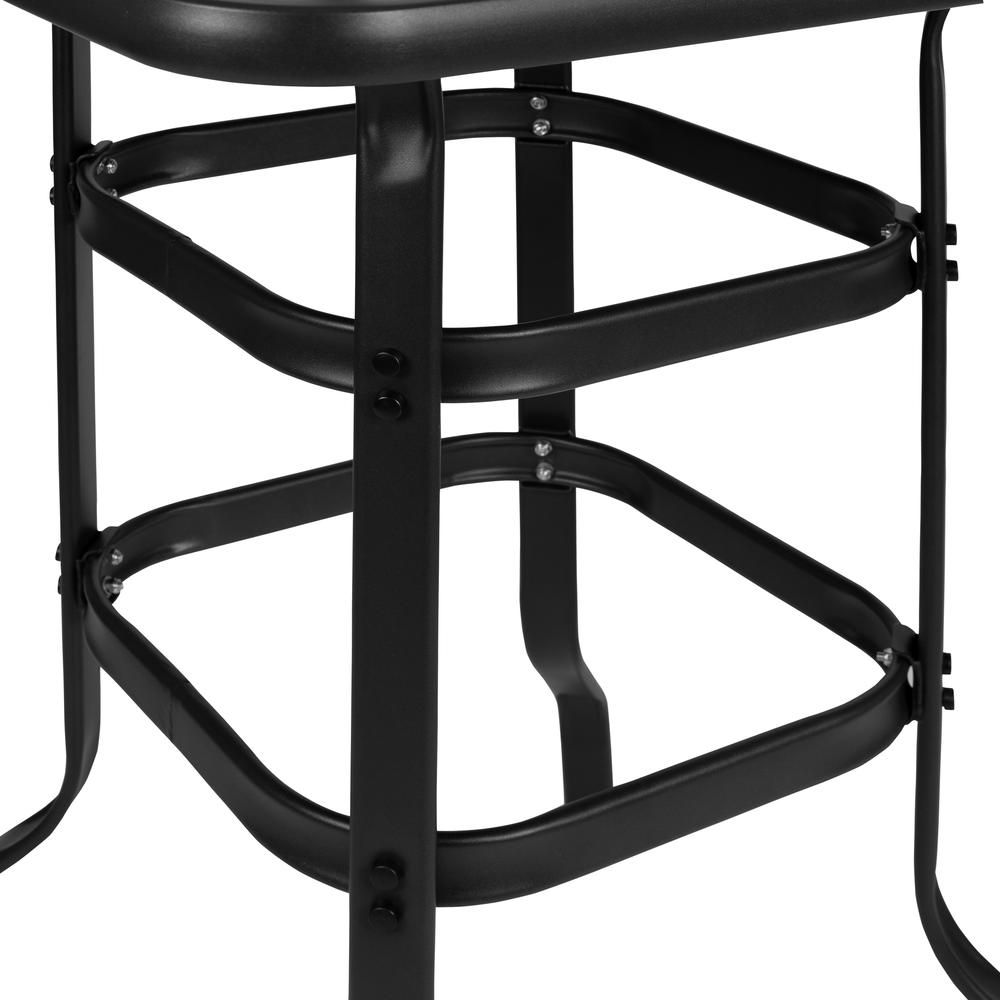 Outdoor Dining Set - 4-Person Bistro Set - Outdoor Glass Bar Table with Navy All-Weather Patio Stools. Picture 7