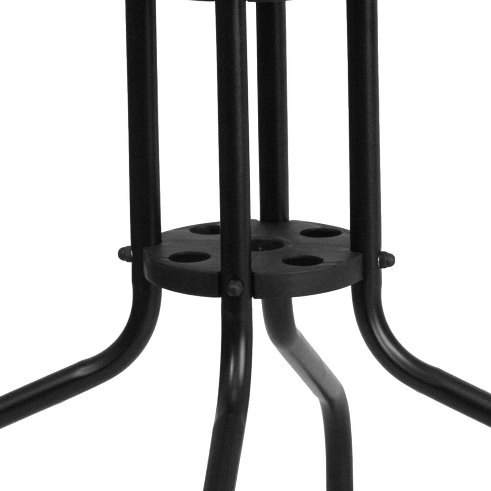 28'' Square Tempered Glass Metal Table with Black Rattan Edging. Picture 3