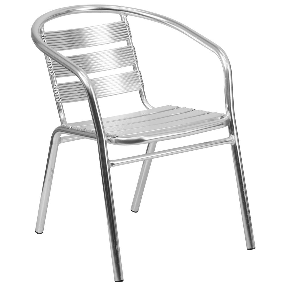 Heavy Duty Commercial Aluminum Indoor-Outdoor Restaurant Stack Chair with Triple Slat Back. Picture 1