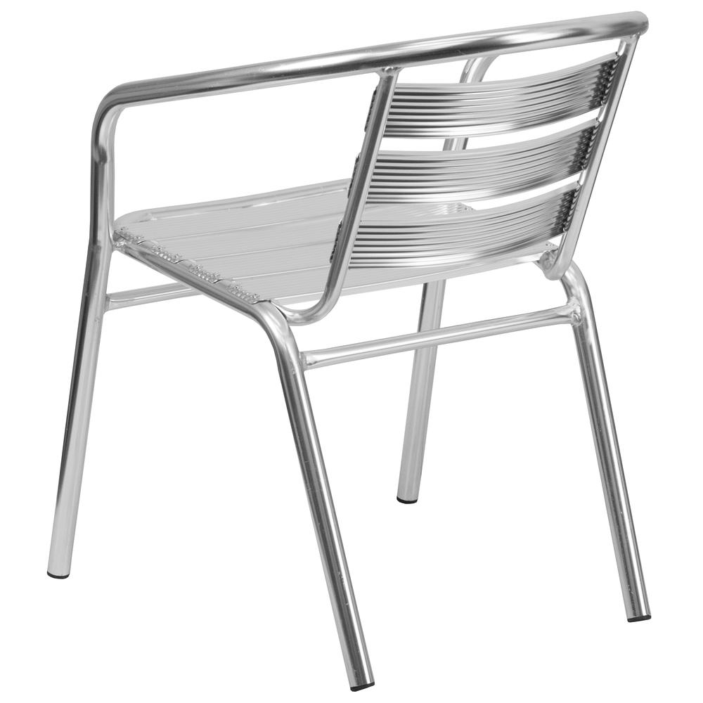Heavy Duty Aluminum Indoor-Outdoor Restaurant Stack Chair with Triple Slat Back. Picture 3