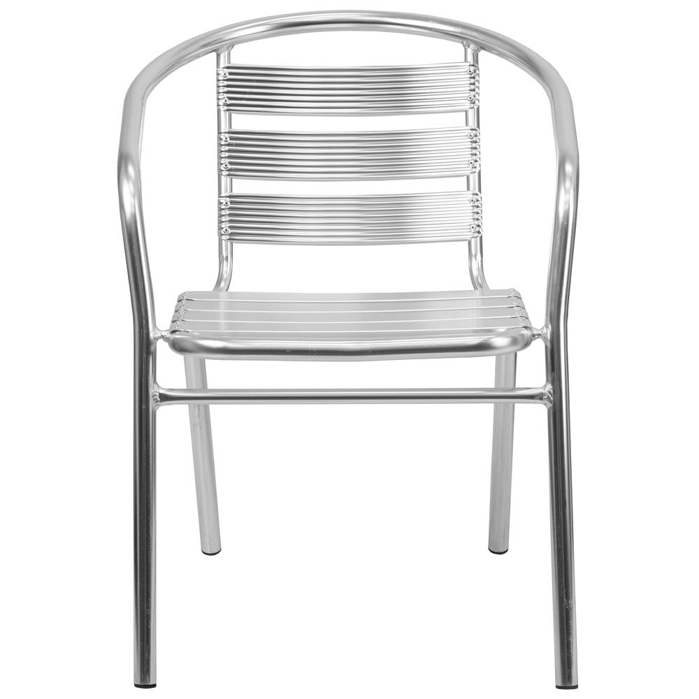 Heavy Duty Aluminum Indoor-Outdoor Restaurant Stack Chair with Triple Slat Back. Picture 5