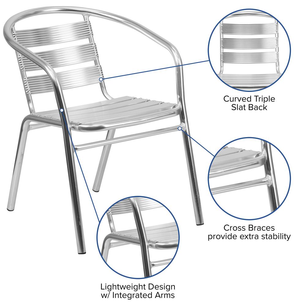 Heavy Duty Commercial Aluminum Indoor-Outdoor Restaurant Stack Chair with Triple Slat Back. Picture 5