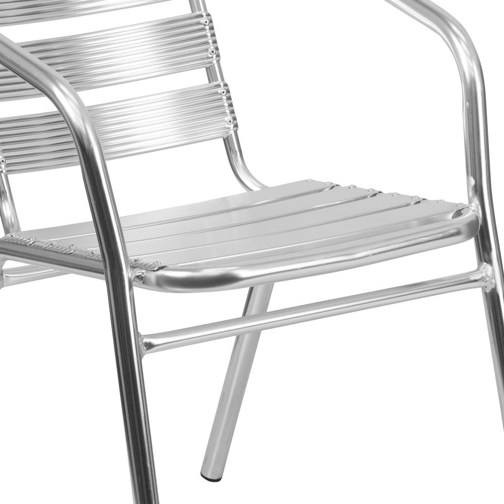 Heavy Duty Commercial Aluminum Indoor-Outdoor Restaurant Stack Chair with Triple Slat Back. Picture 6