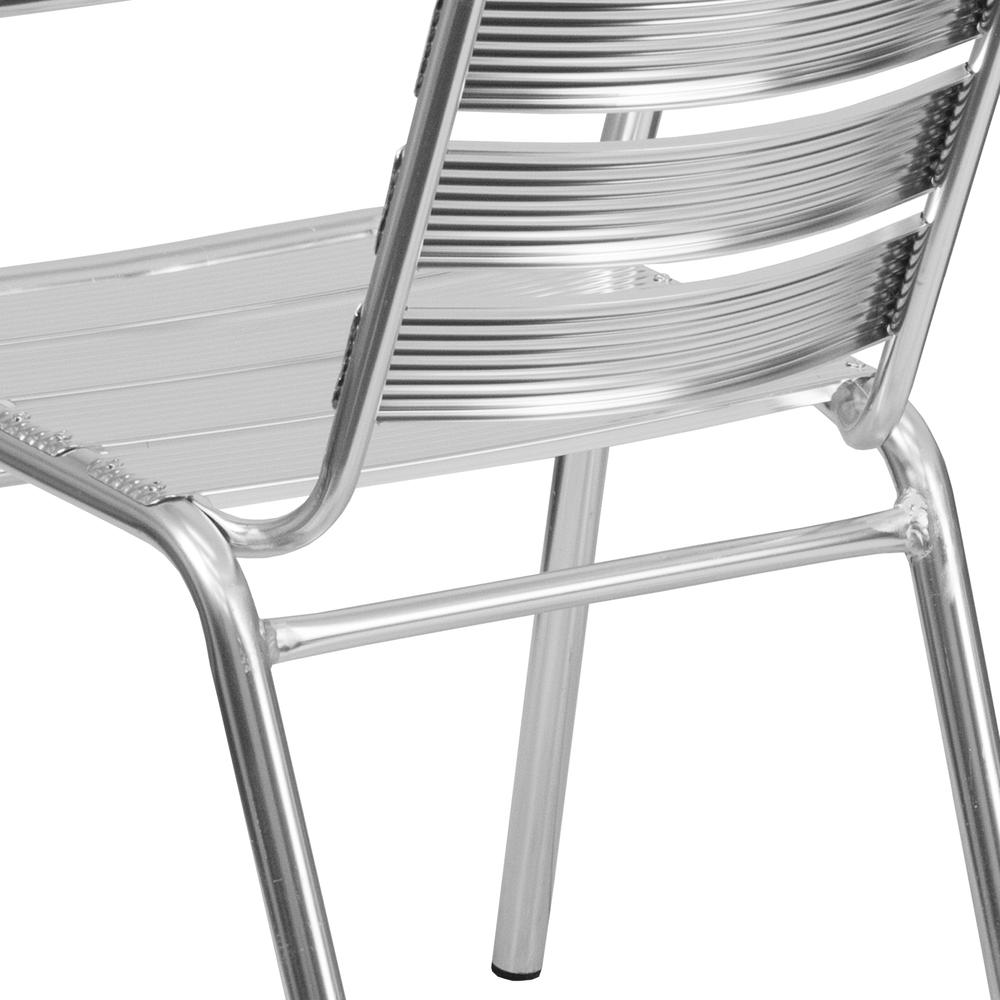 Heavy Duty Commercial Aluminum Indoor-Outdoor Restaurant Stack Chair with Triple Slat Back. Picture 7