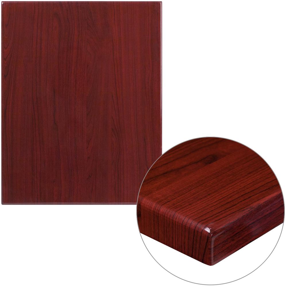 24" x 30" Rectangular High-Gloss Mahogany Resin Table Top with 2" Thick Edge. Picture 1