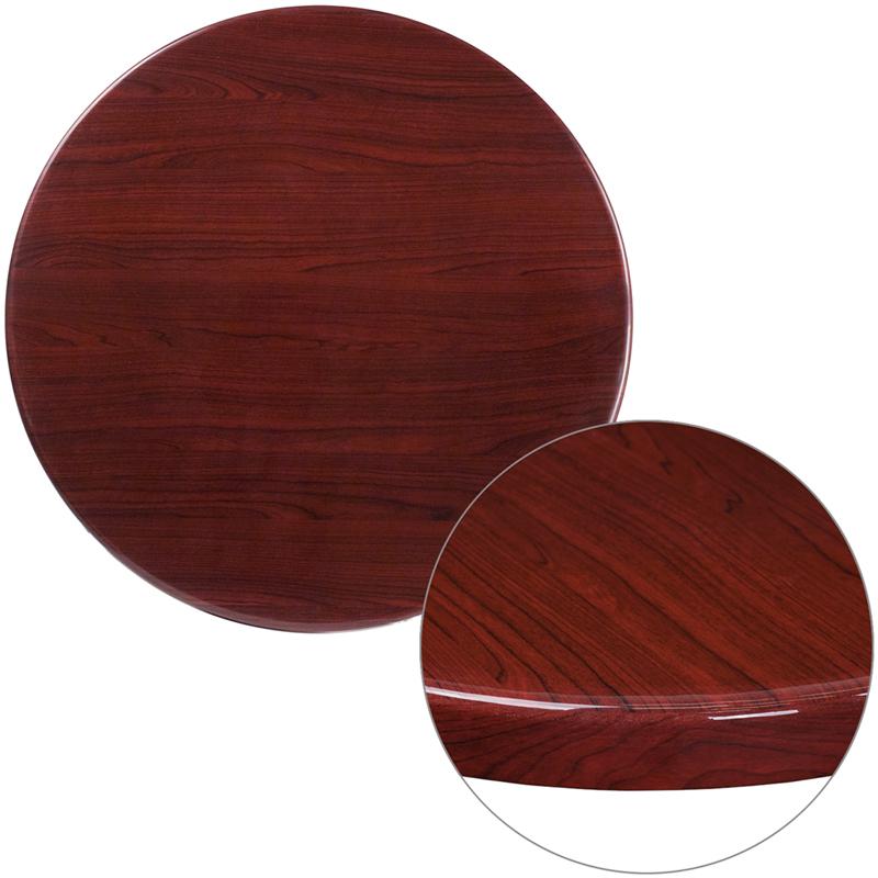 30'' Round High-Gloss Mahogany Resin Table Top with 2'' Thick Drop-Lip. The main picture.
