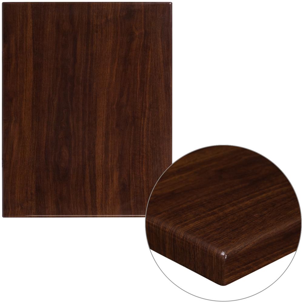 24" x 30" Rectangular High-Gloss Walnut Resin Table Top with 2" Thick Edge. Picture 1