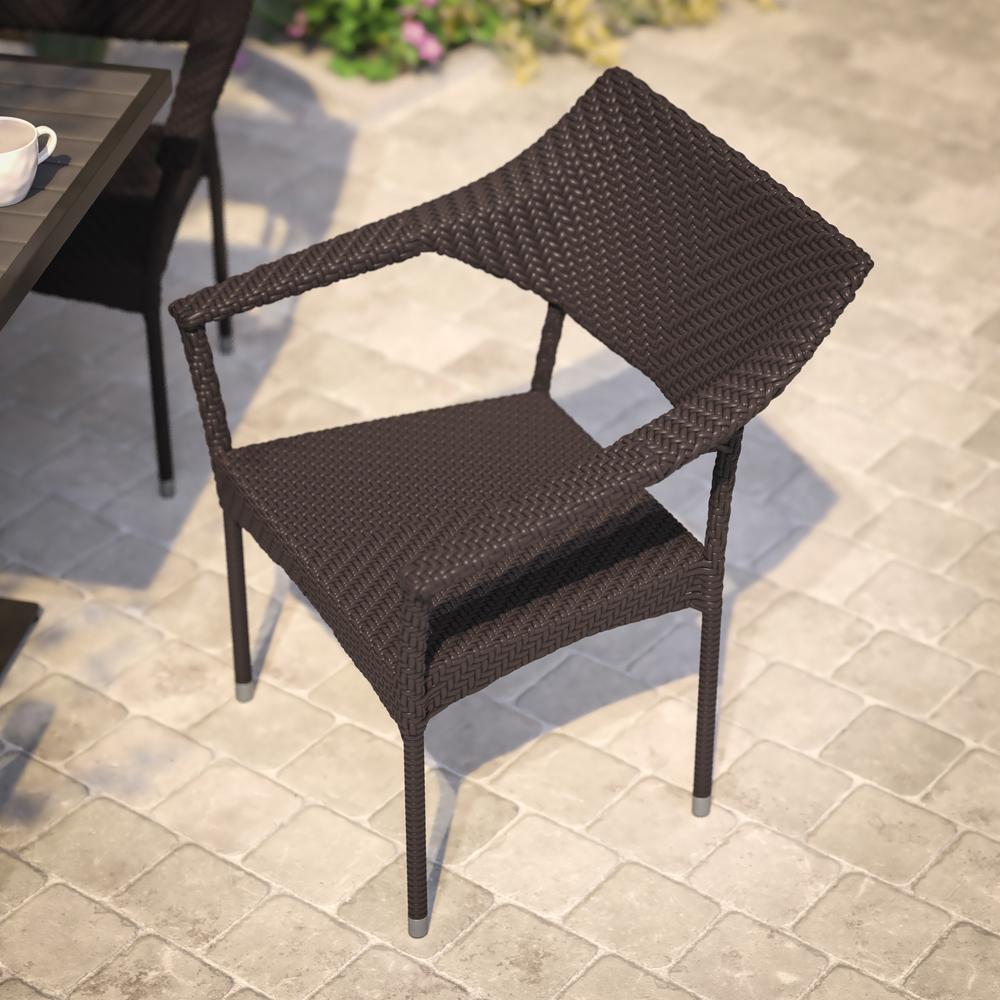Modern Stackable Patio Dining Chair with Arms. Picture 4