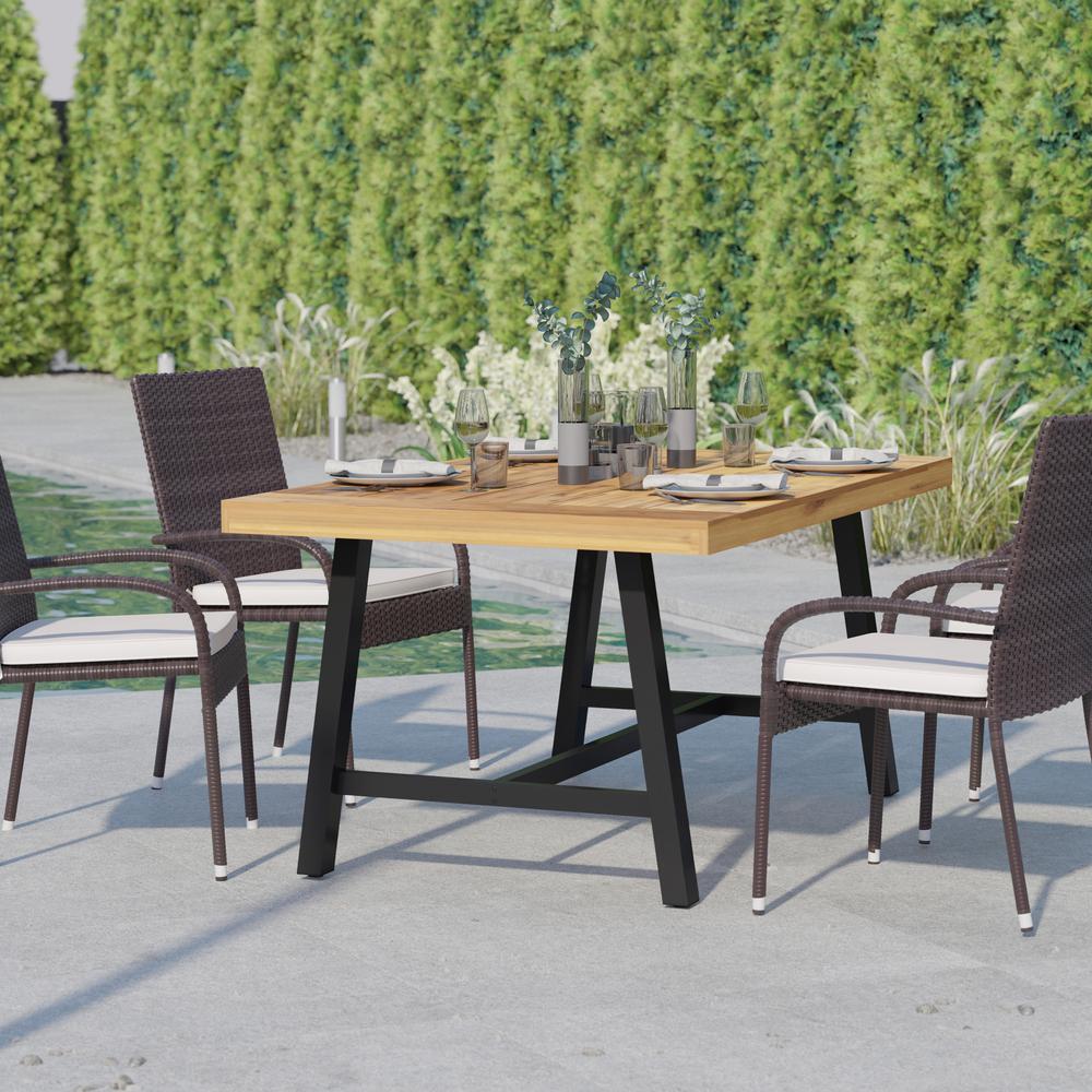 Modern Stackable Patio Dining Chair with Arms. Picture 9