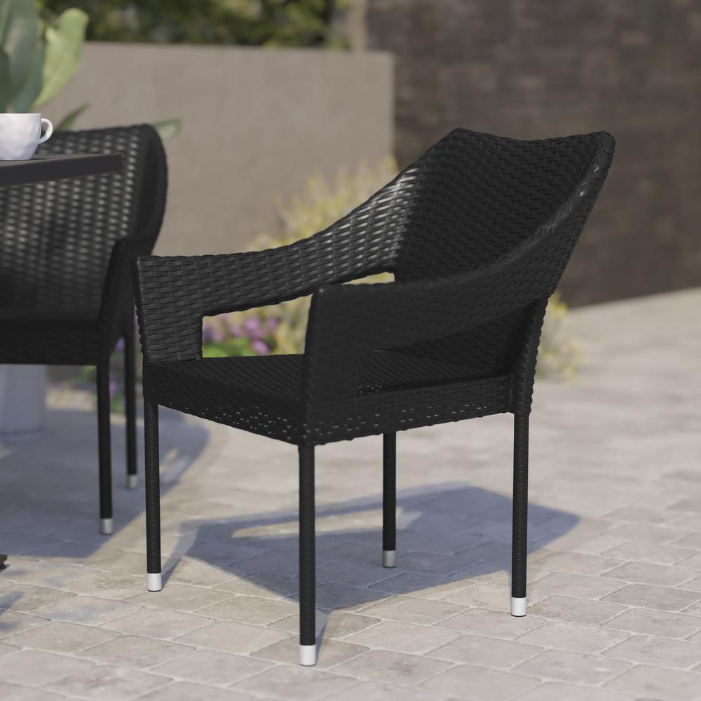 Modern Stackable Patio Dining Chair with Arms. Picture 5