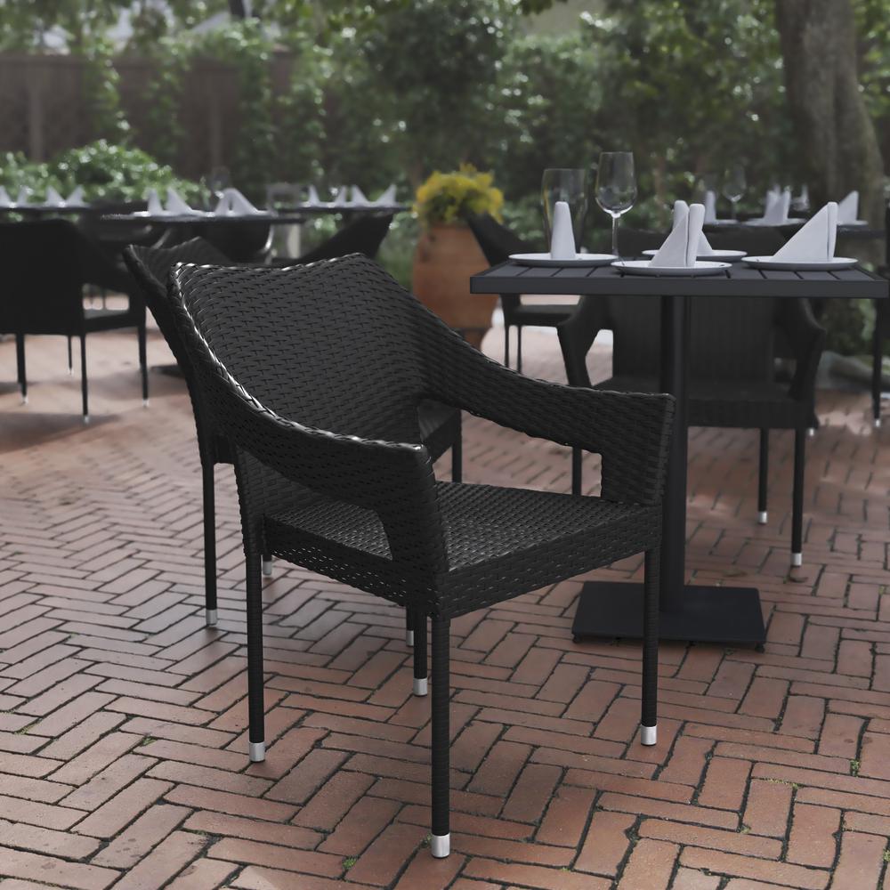Modern Stackable Patio Dining Chair with Arms. Picture 9