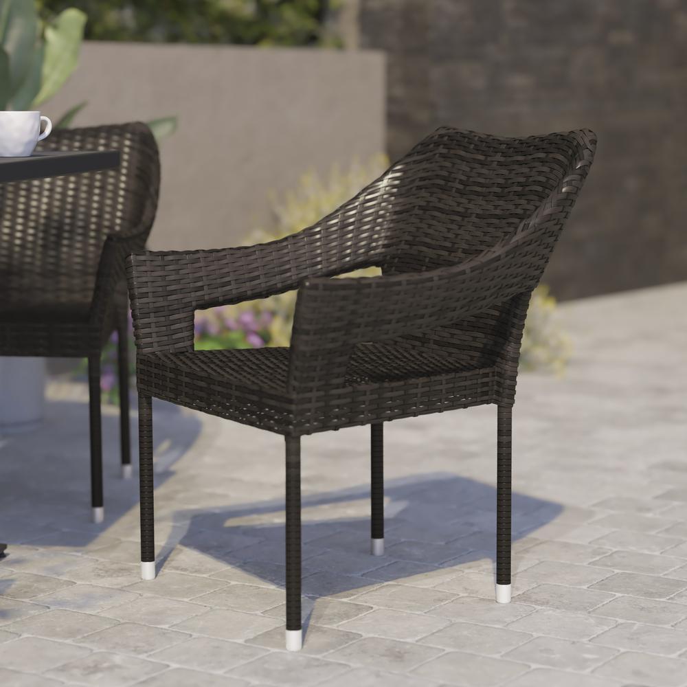 Modern Stackable Patio Dining Chair with Arms. Picture 5