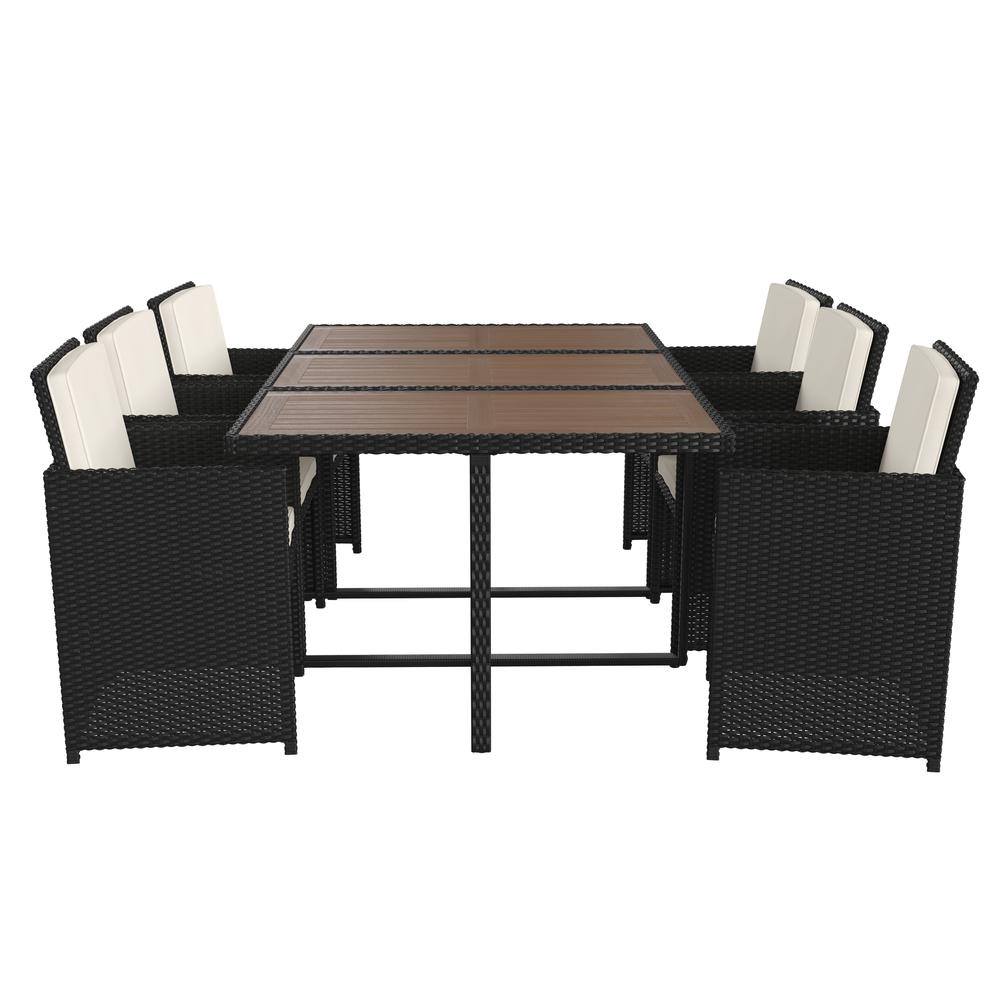 7 Piece Set, Space Saving Black Wicker Modular Chairs. Picture 9