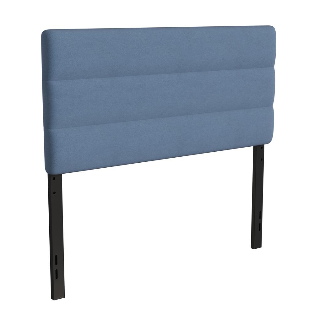 Paxton Full Channel Stitched Fabric Upholstered Headboard, Adjustable Height from  44.5" to 57.25" - Blue. Picture 1