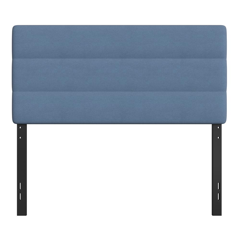 Paxton Full Channel Stitched Fabric Upholstered Headboard, Adjustable Height from  44.5" to 57.25" - Blue. Picture 11
