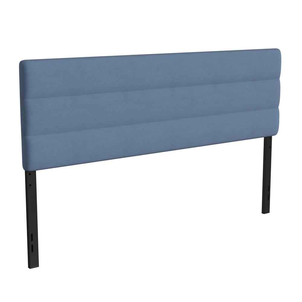 Paxton King Channel Stitched Fabric Upholstered Headboard, Adjustable Height from  44.5" to 57.25" - Blue. The main picture.
