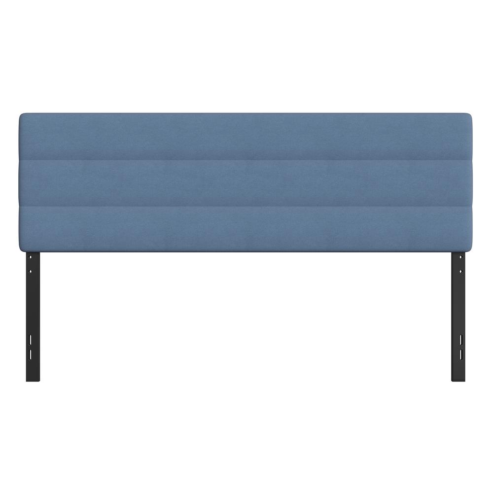 Paxton King Channel Stitched Fabric Upholstered Headboard, Adjustable Height from  44.5" to 57.25" - Blue. Picture 11