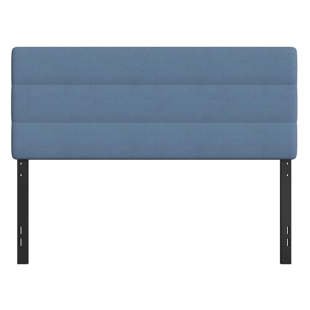 Queen Channel Stitched Fabric Upholstered Headboard, from 44.5" to 57.25" - Blue. Picture 11