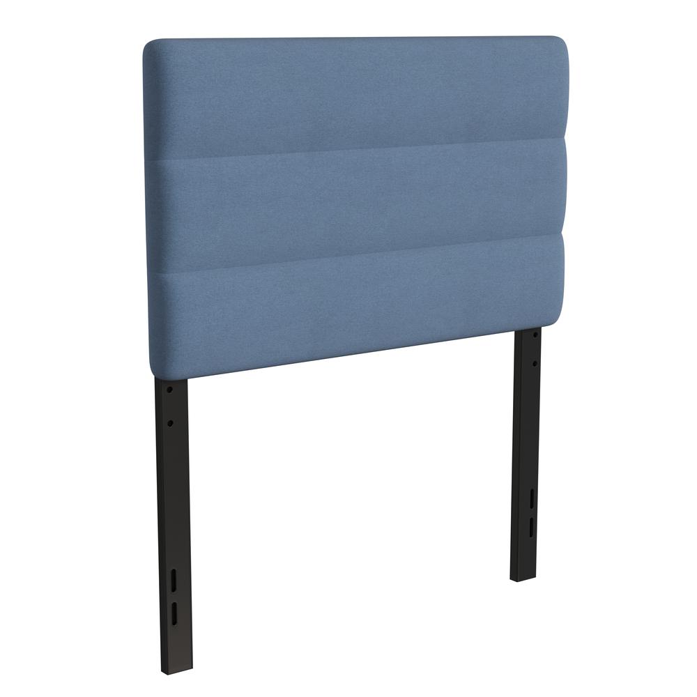 Paxton Twin Channel Stitched Fabric Upholstered Headboard, Adjustable Height from  44.5" to 57.25" - Blue. The main picture.