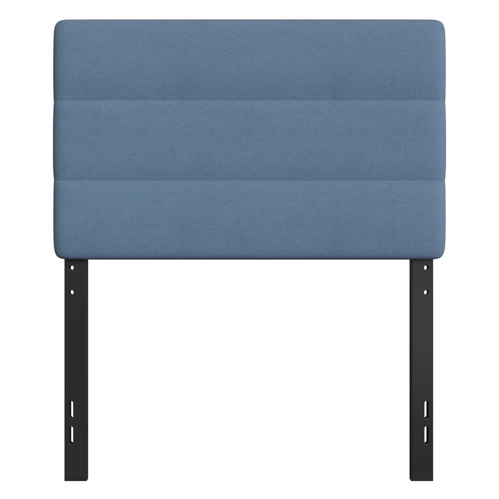 Paxton Twin Channel Stitched Fabric Upholstered Headboard, Adjustable Height from  44.5" to 57.25" - Blue. Picture 11